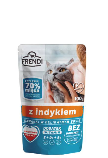 PET REPUBLIC Kawałki w delikatnym sosie z indykiem mokra karma dla kota 100g Frendi